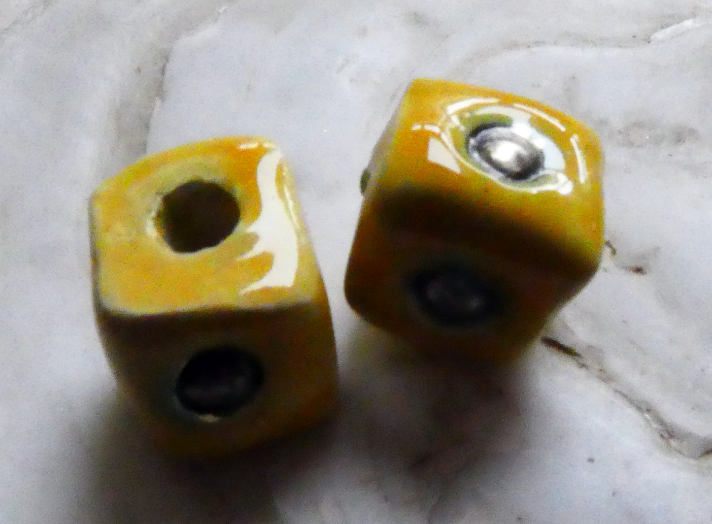 Ceramic Little Cube Beads -Yellow