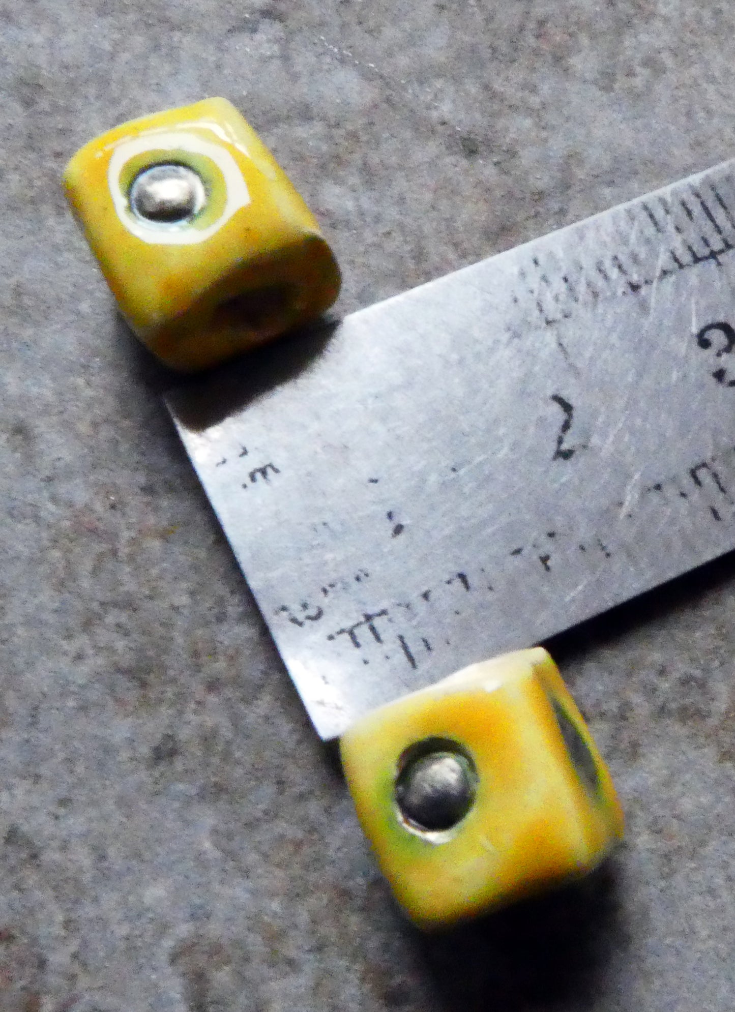 Ceramic Little Cube Beads -Yellow