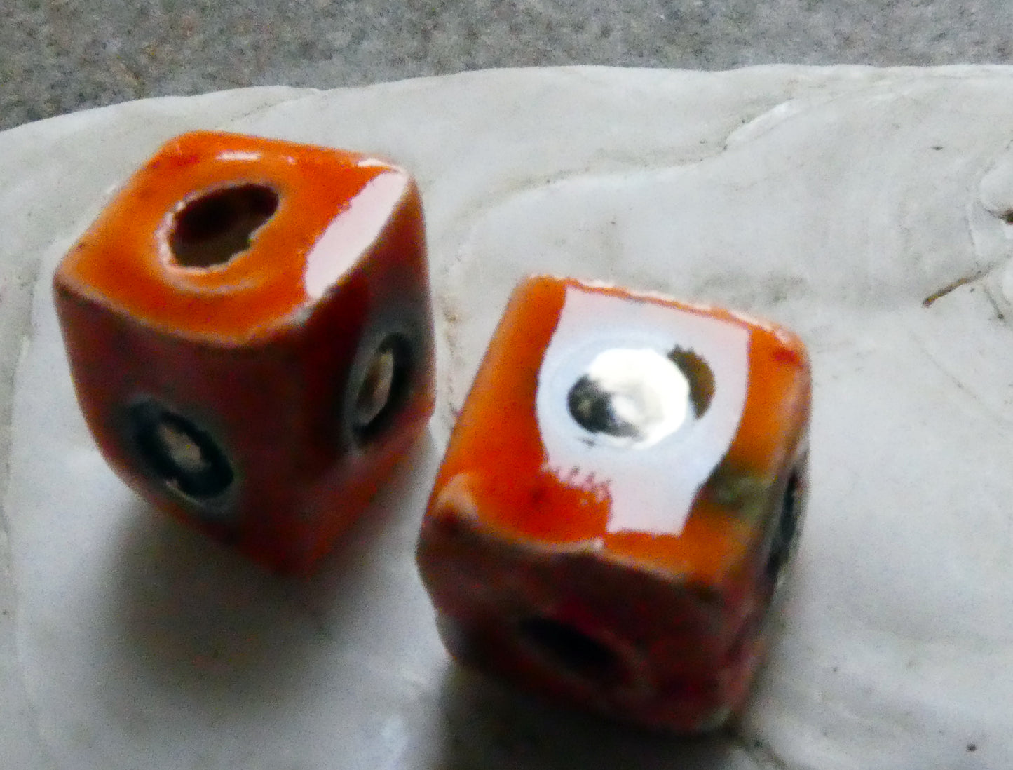 Ceramic Little Cube Beads  - Wildfire