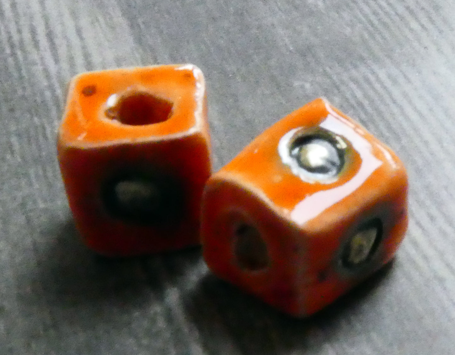 Ceramic Little Cube Beads  - Wildfire