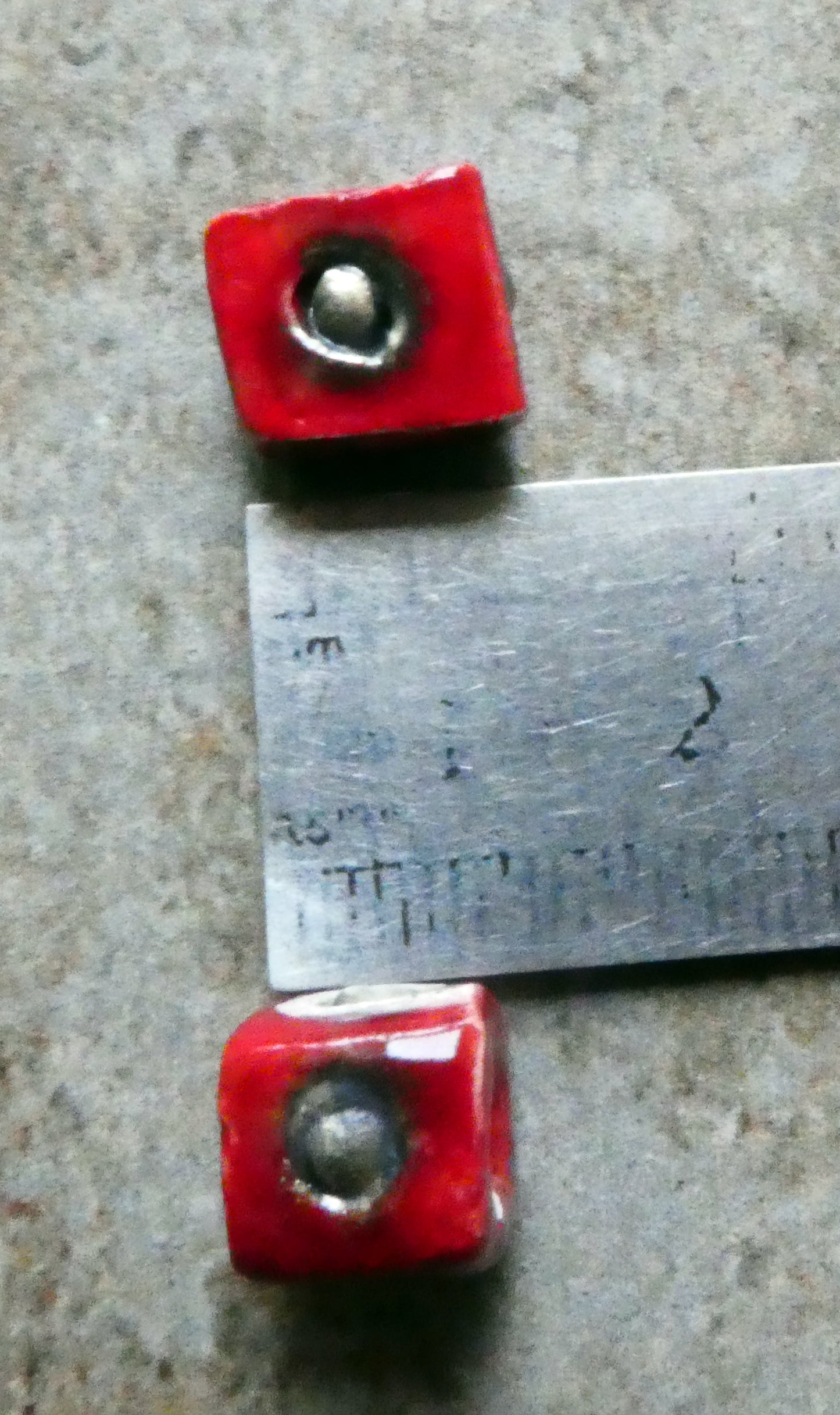 Ceramic Little Cube Beads  - Red