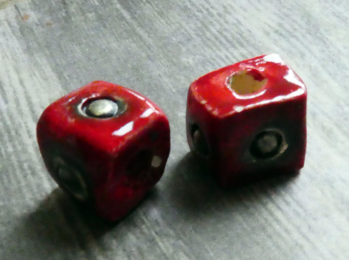 Ceramic Little Cube Beads  - Red