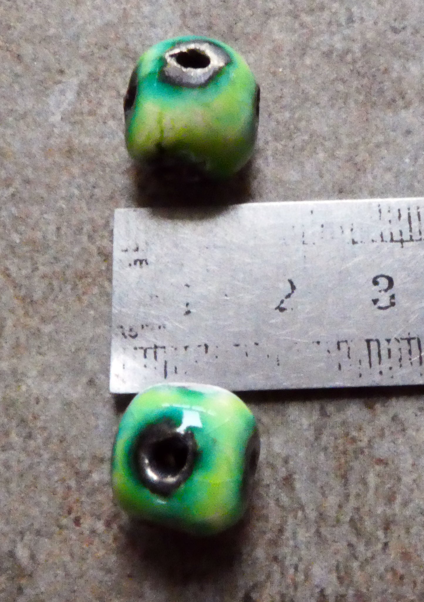 Ceramic Six Hole Beads  - Lime