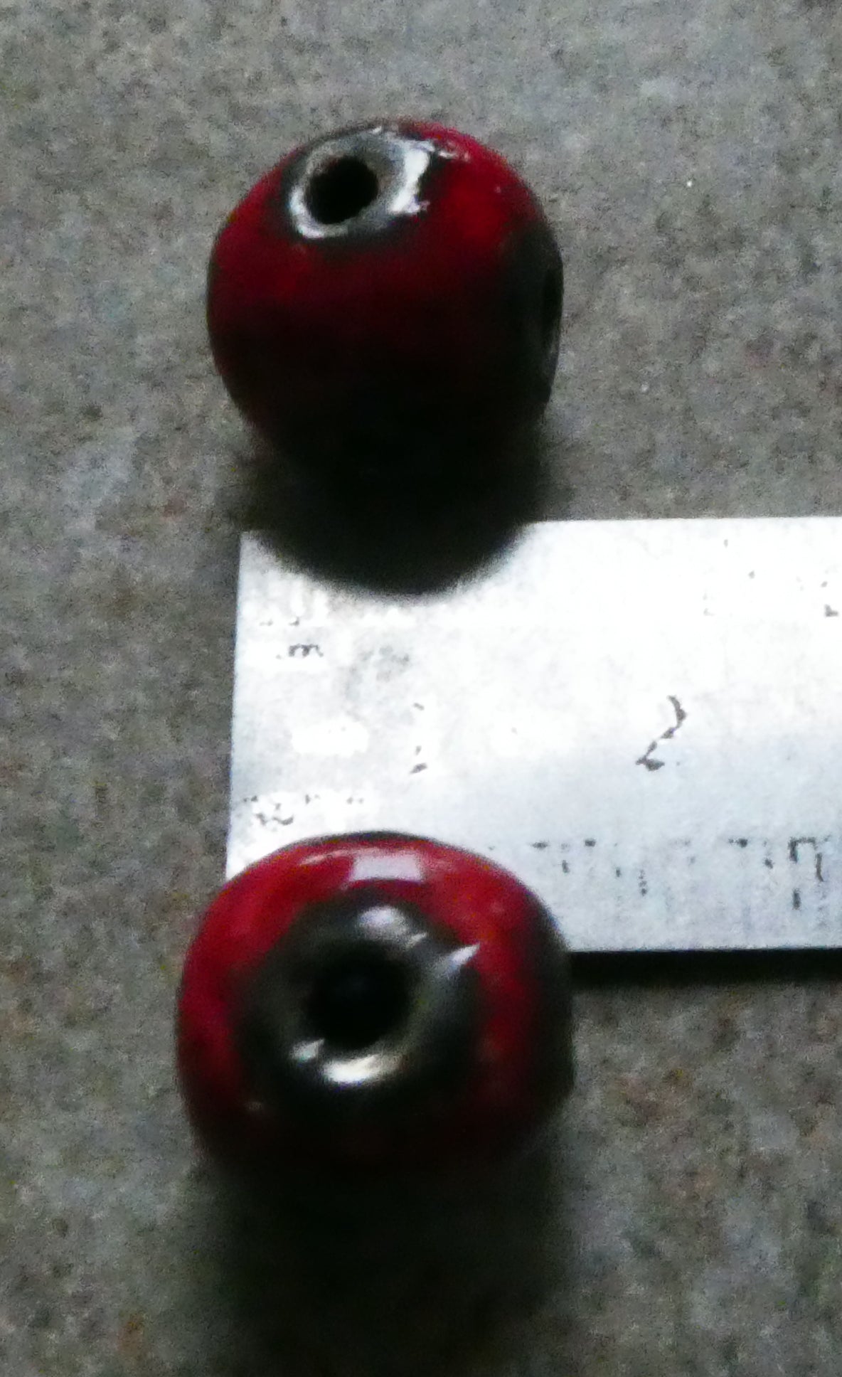 Ceramic Six Hole Beads  - Red