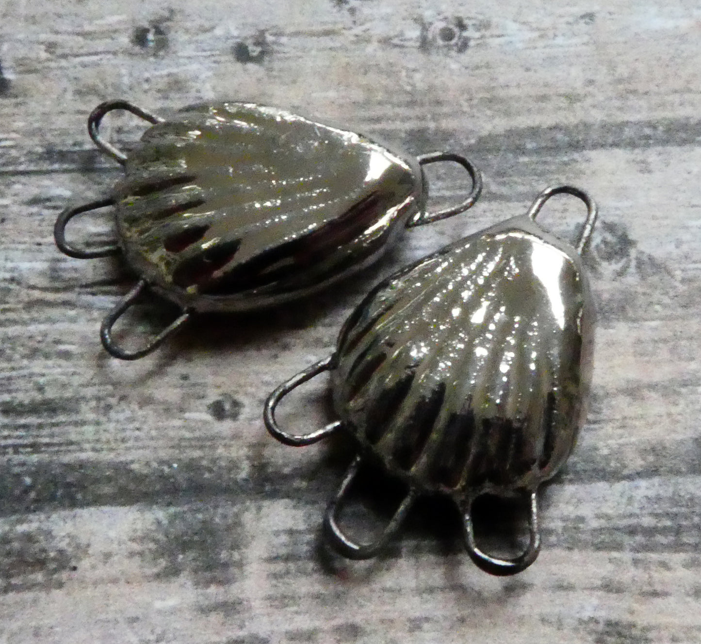 Ceramic Three Hoop Shell Connectors - Platinum Lustre