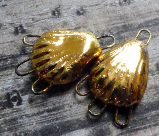 Ceramic Three Hoop Shell Connectors - Gold Lustre