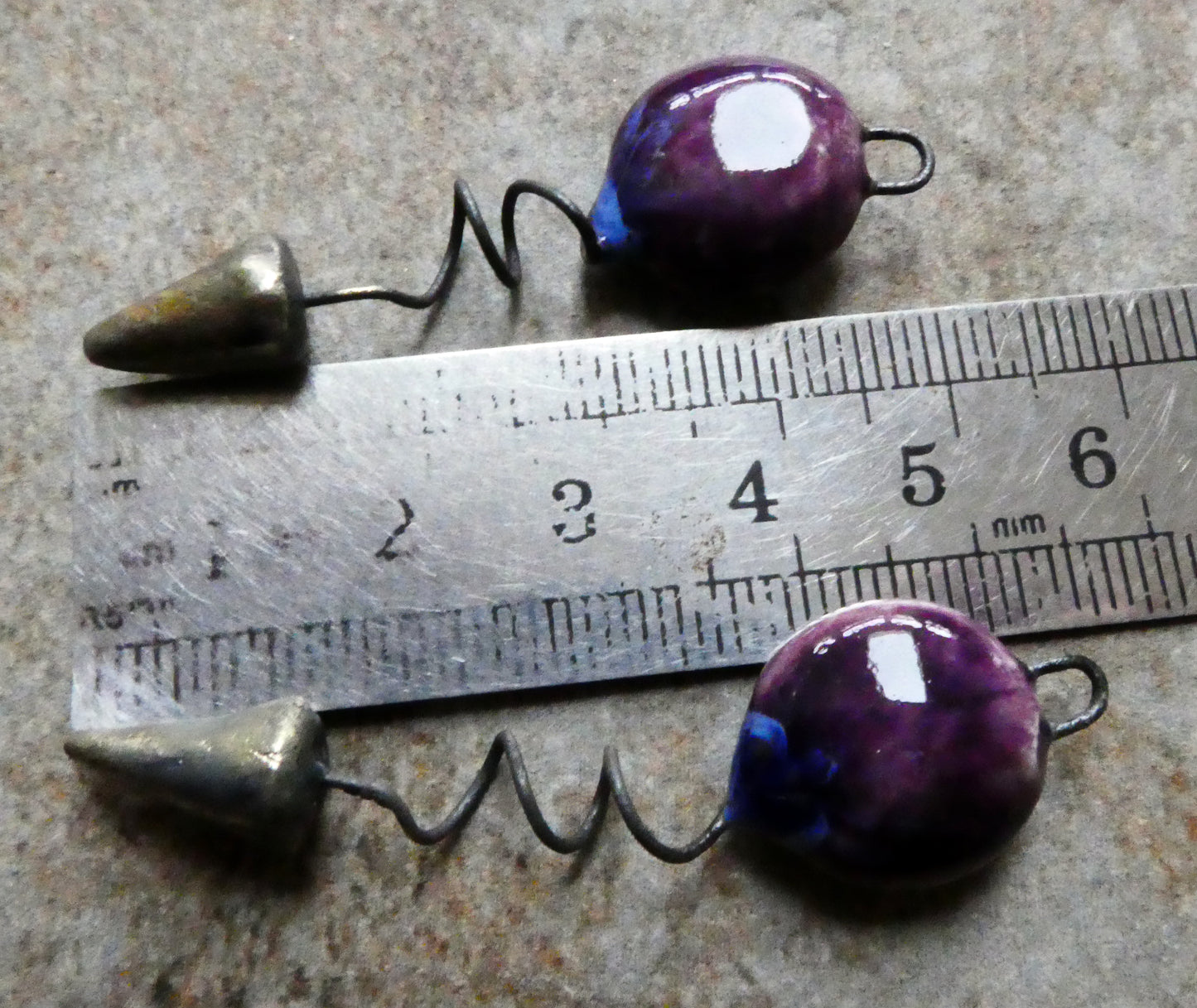 Ceramic Curly Tail Disc Dangles- Royal Fantasy