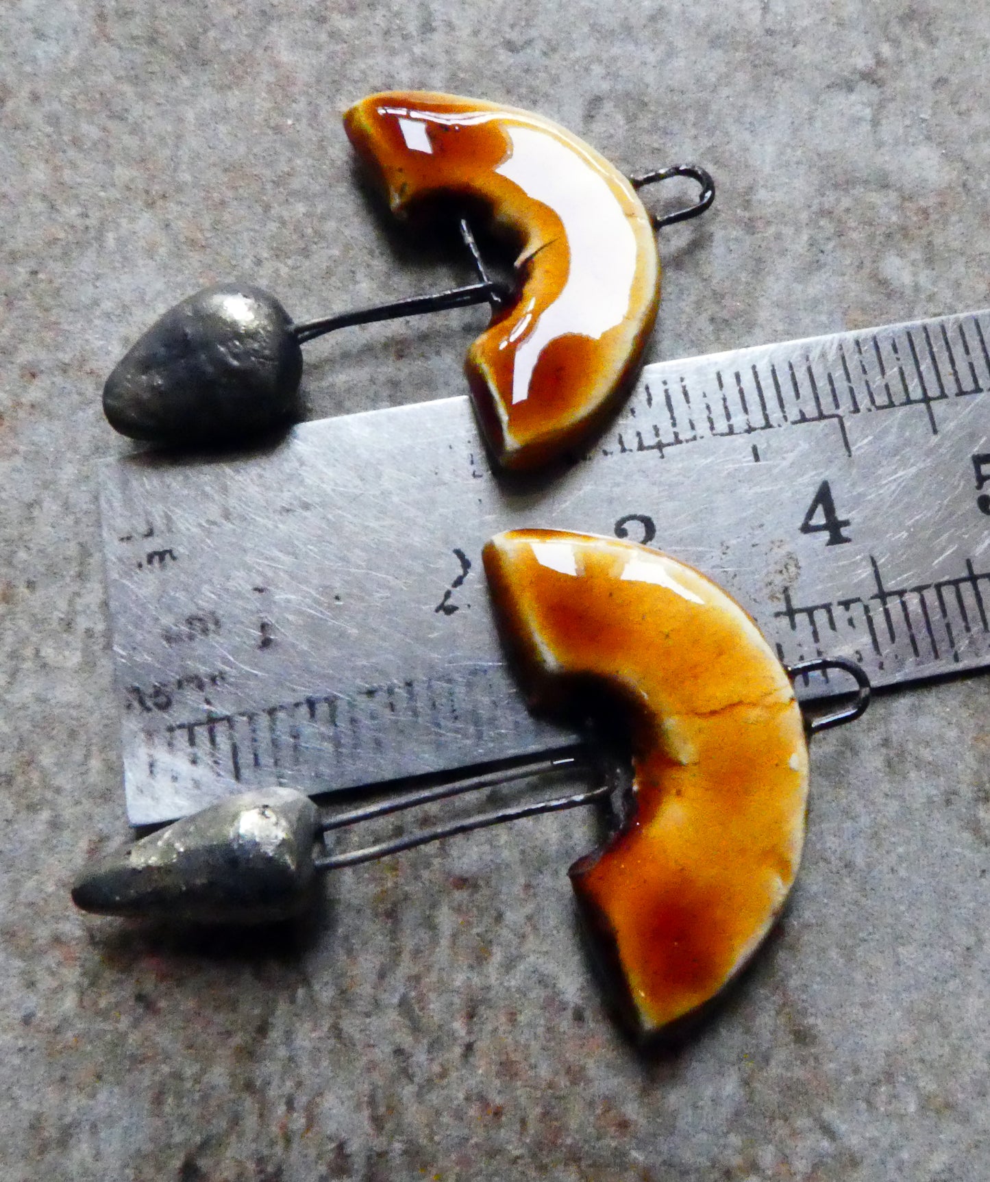 Ceramic Semi Circle Dangles - Cognac - Asymmetric