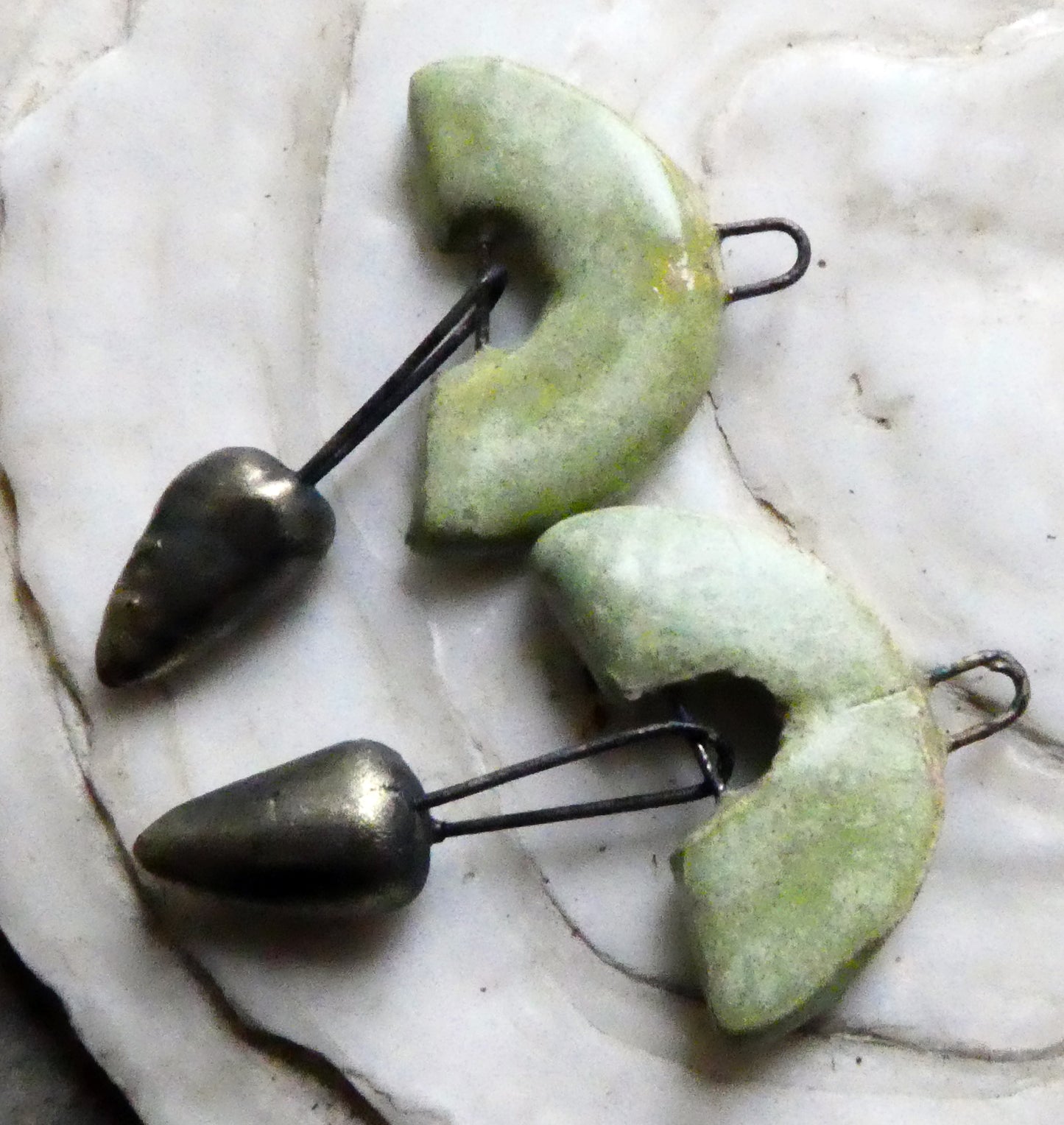Ceramic Semi Circle Dangles - Mint