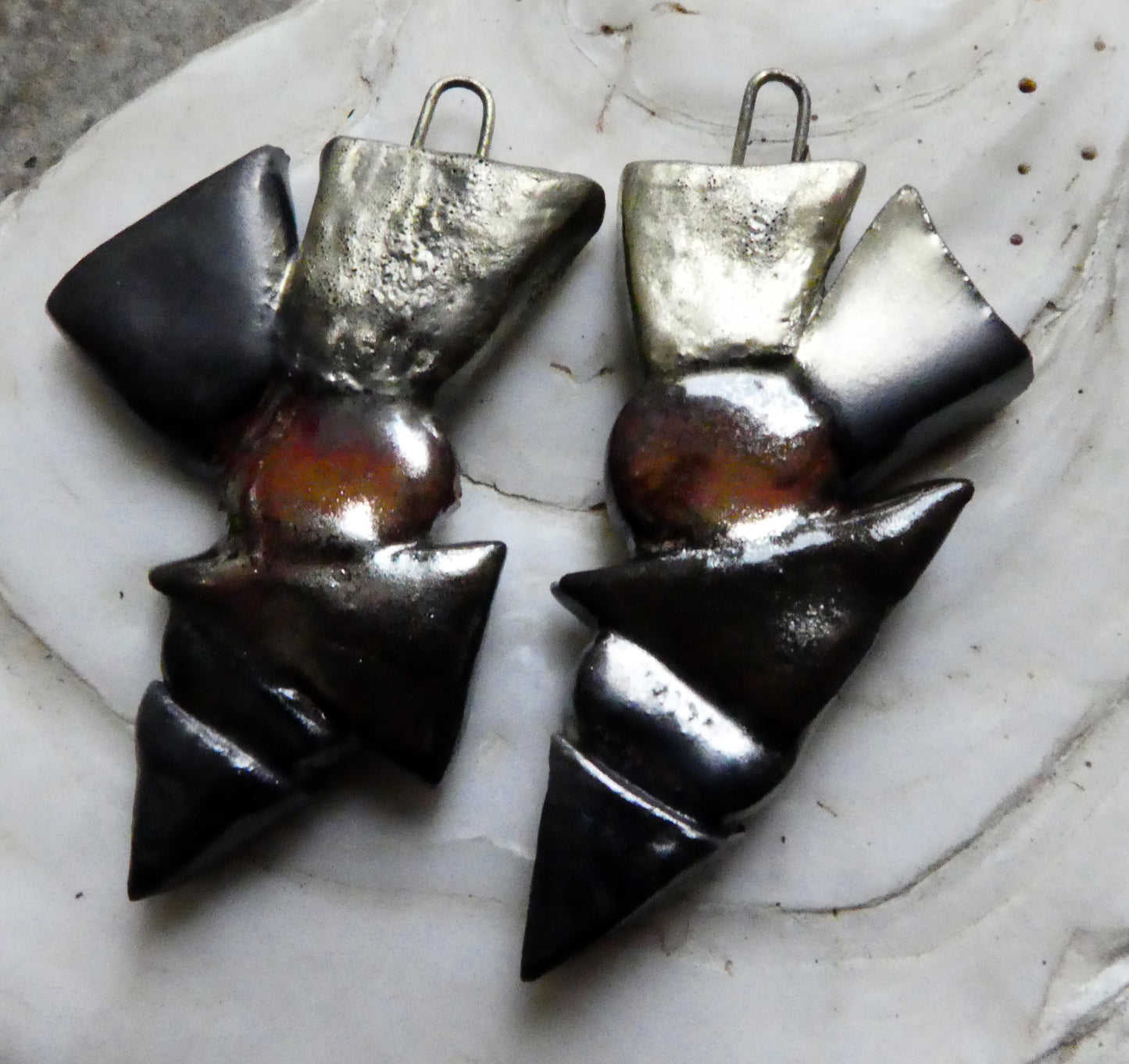 Ceramic Mixed Shape Stacked Charms - Metallics