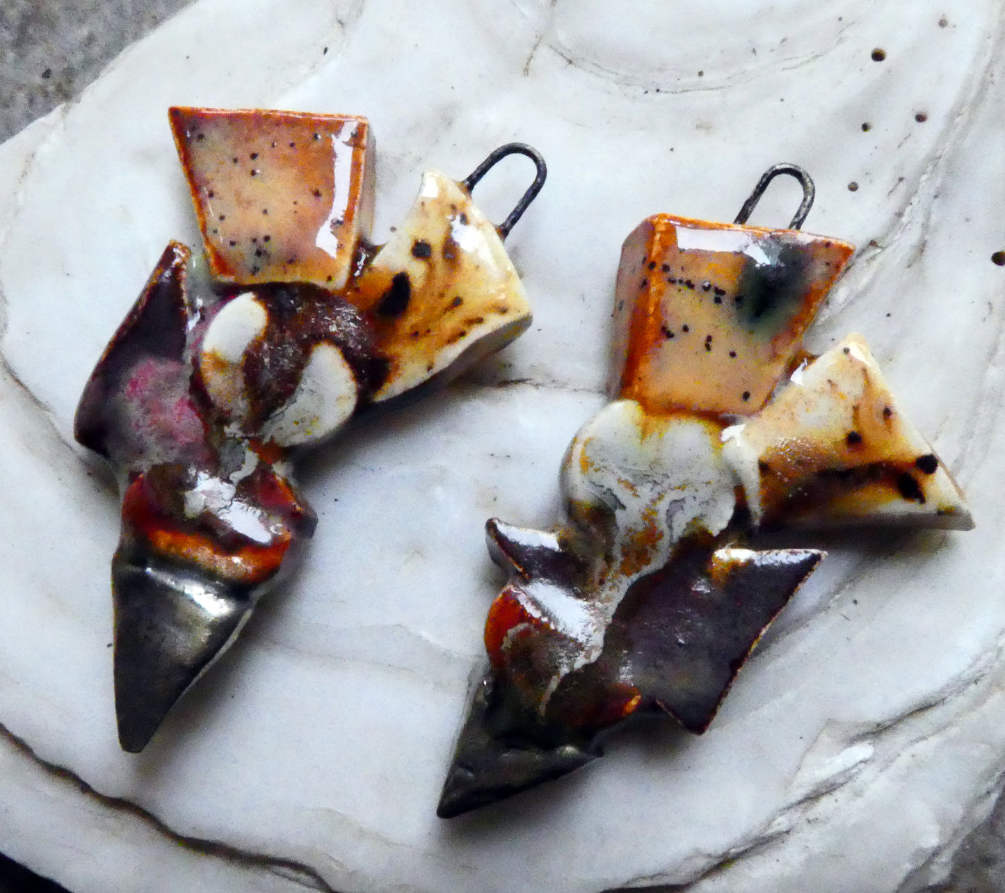 Ceramic Mixed Shape Stacked Charms - Browns #2