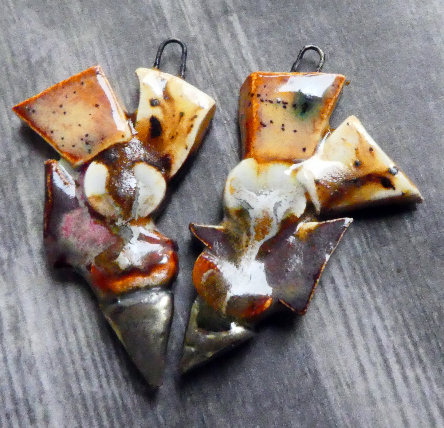 Ceramic Mixed Shape Stacked Charms - Browns #2