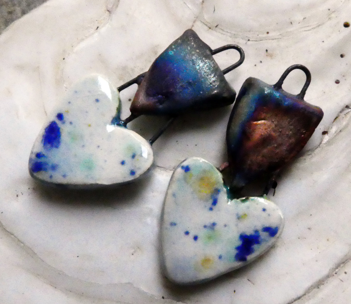 Ceramic Heart and Shield Charms - Seawind