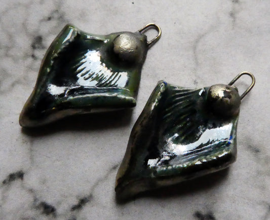 Ceramic Shell Textured Triangular Charms -Granada