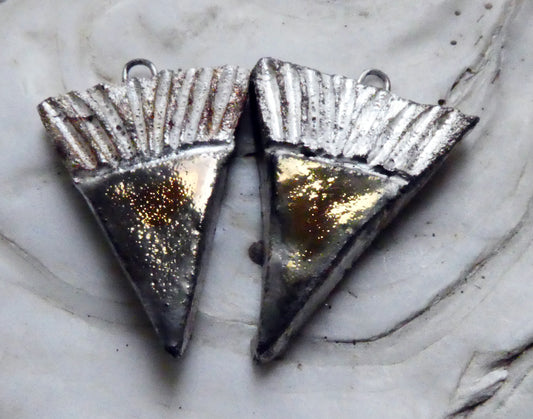 Ceramic Silver and Lustre Dagger Charms - Bronze