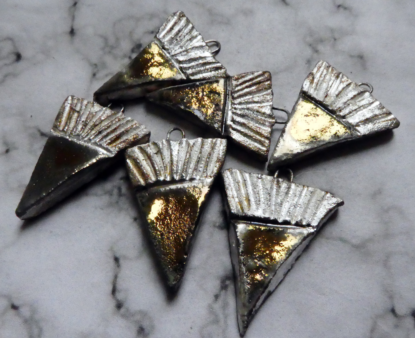 Ceramic Silver and Lustre Dagger Charms - Bronze