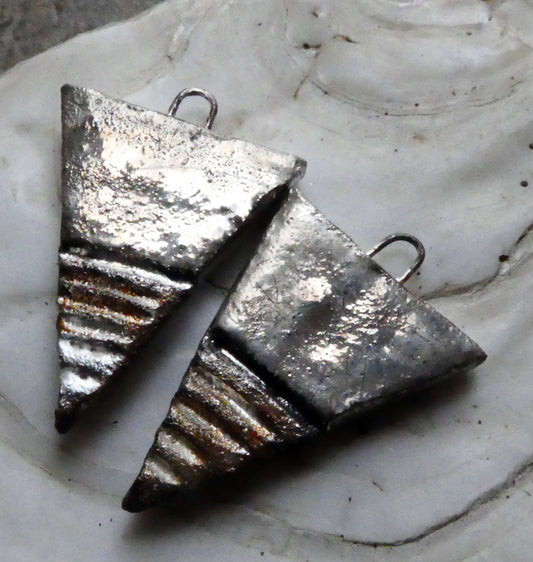 Ceramic Silver and Lustre Dagger Charms - Platinum