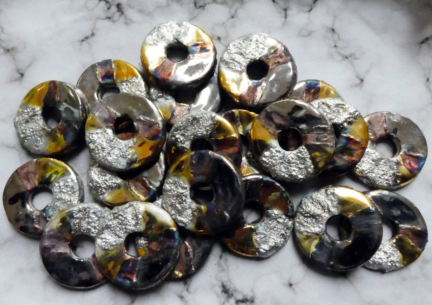 Ceramic Mixed Finish Discs Earring Charms