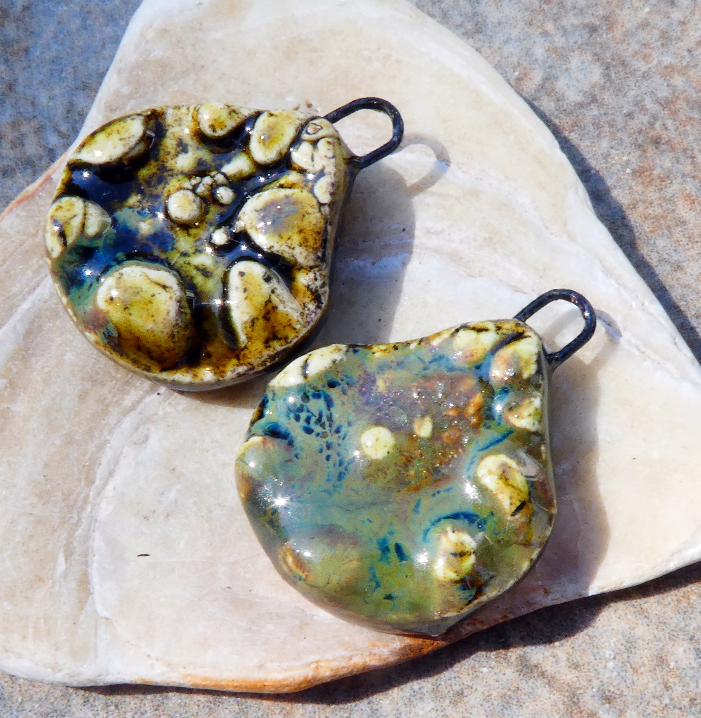 Ceramic Organic Textured Little Earring Charms - Pagoda