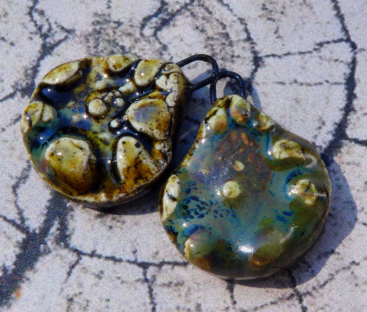 Ceramic Organic Textured Little Earring Charms - Pagoda