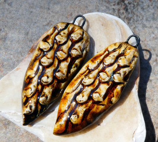 Ceramic Organic Textured Shards -Cognac