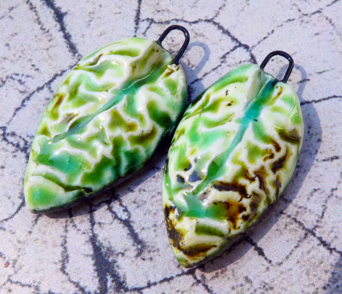 Ceramic Organic Textured Charms - Lime #1