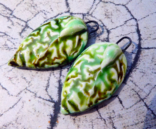 Ceramic Organic Textured Charms - Lime #2