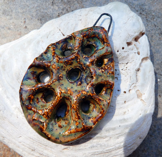 Ceramic Lotus Textured Pendant