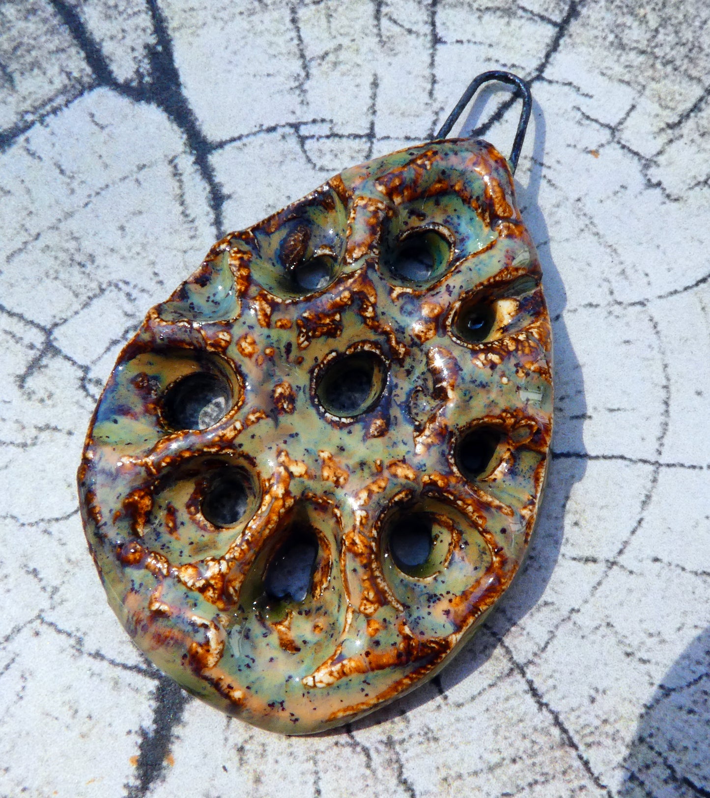 Ceramic Lotus Textured Pendant