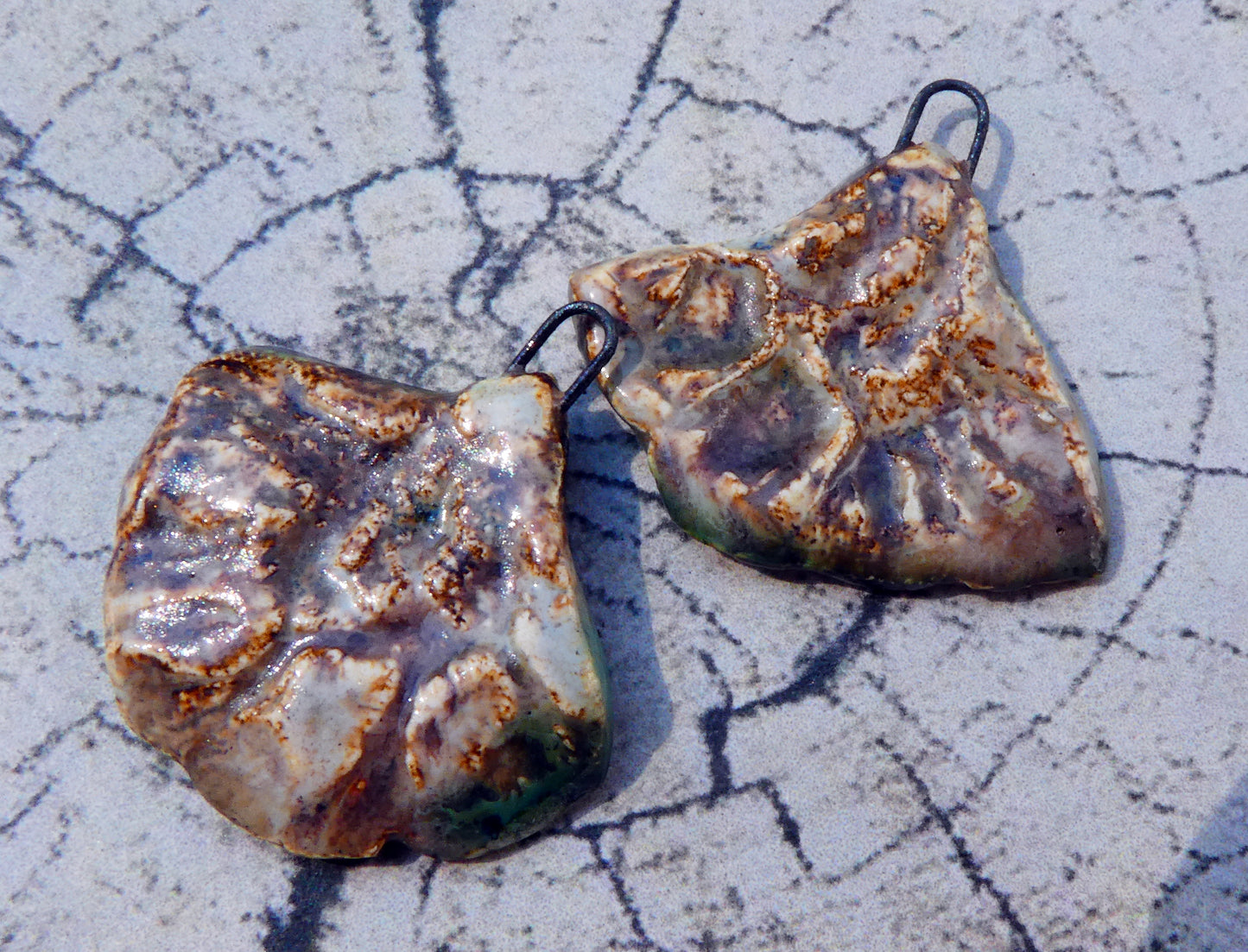 Ceramic Pressed Flower Charms - Foggy Sky