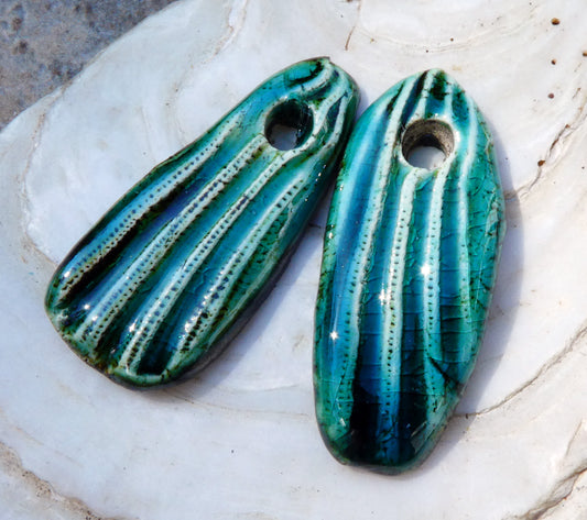 Ceramic Irregular Long Shell Slabs - Oriental Blue