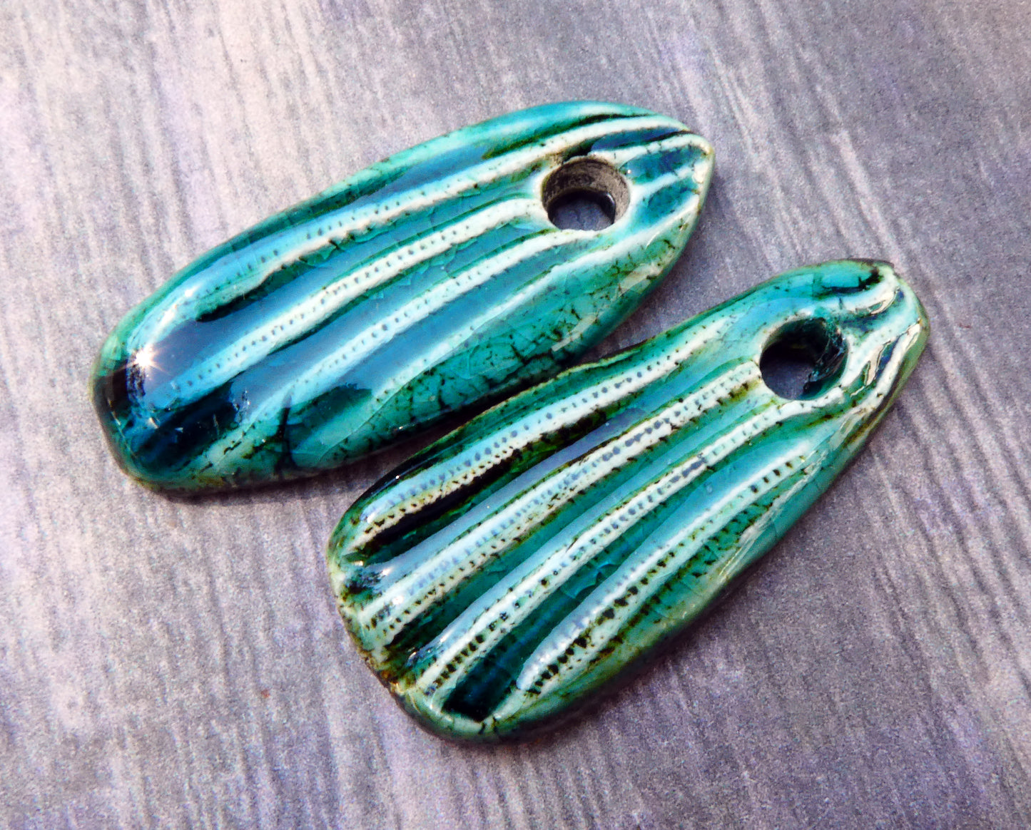 Ceramic Irregular Long Shell Slabs - Oriental Blue