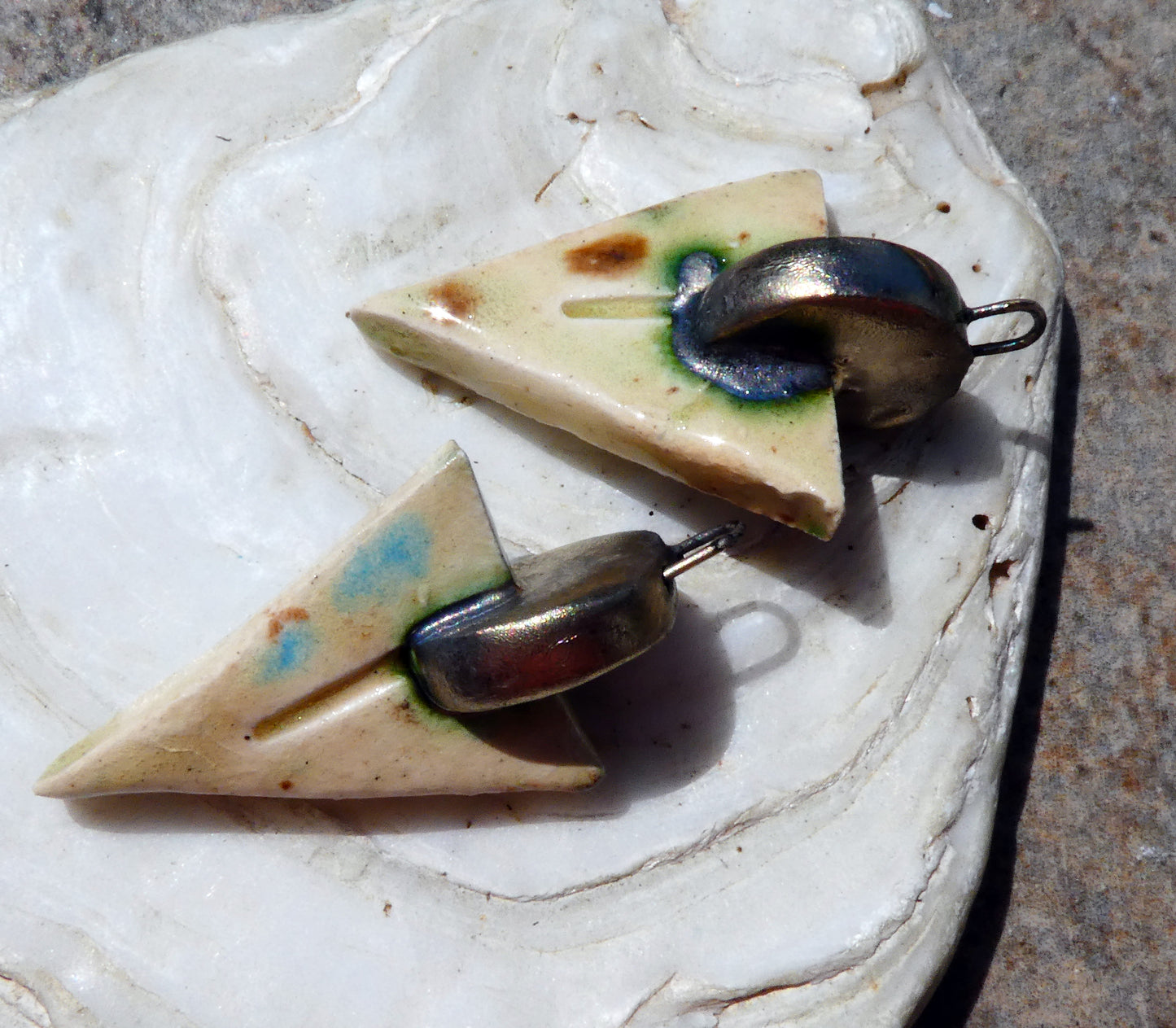 Ceramic Chunky Dagger Charms - Mocha Marble