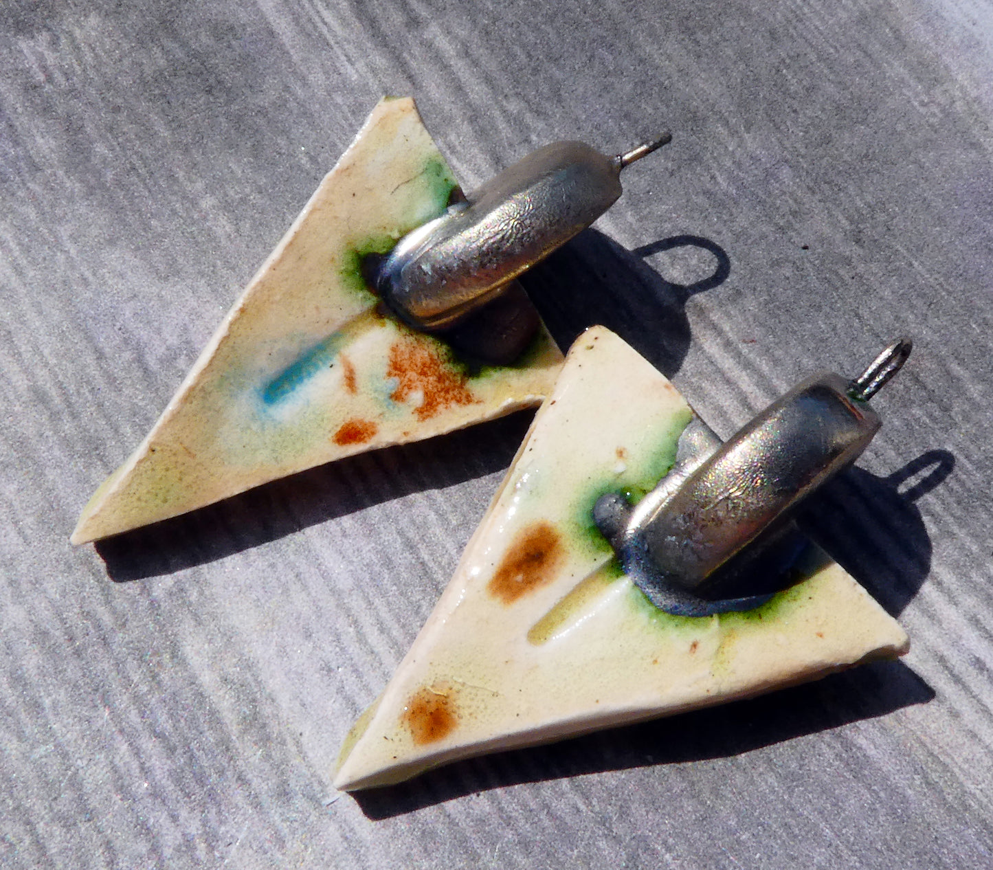 Ceramic Chunky Dagger Charms - Mocha Marble