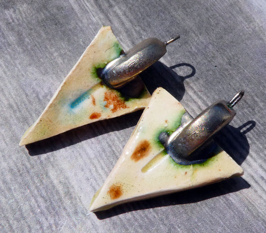 Ceramic Chunky Dagger Charms - Mocha Marble