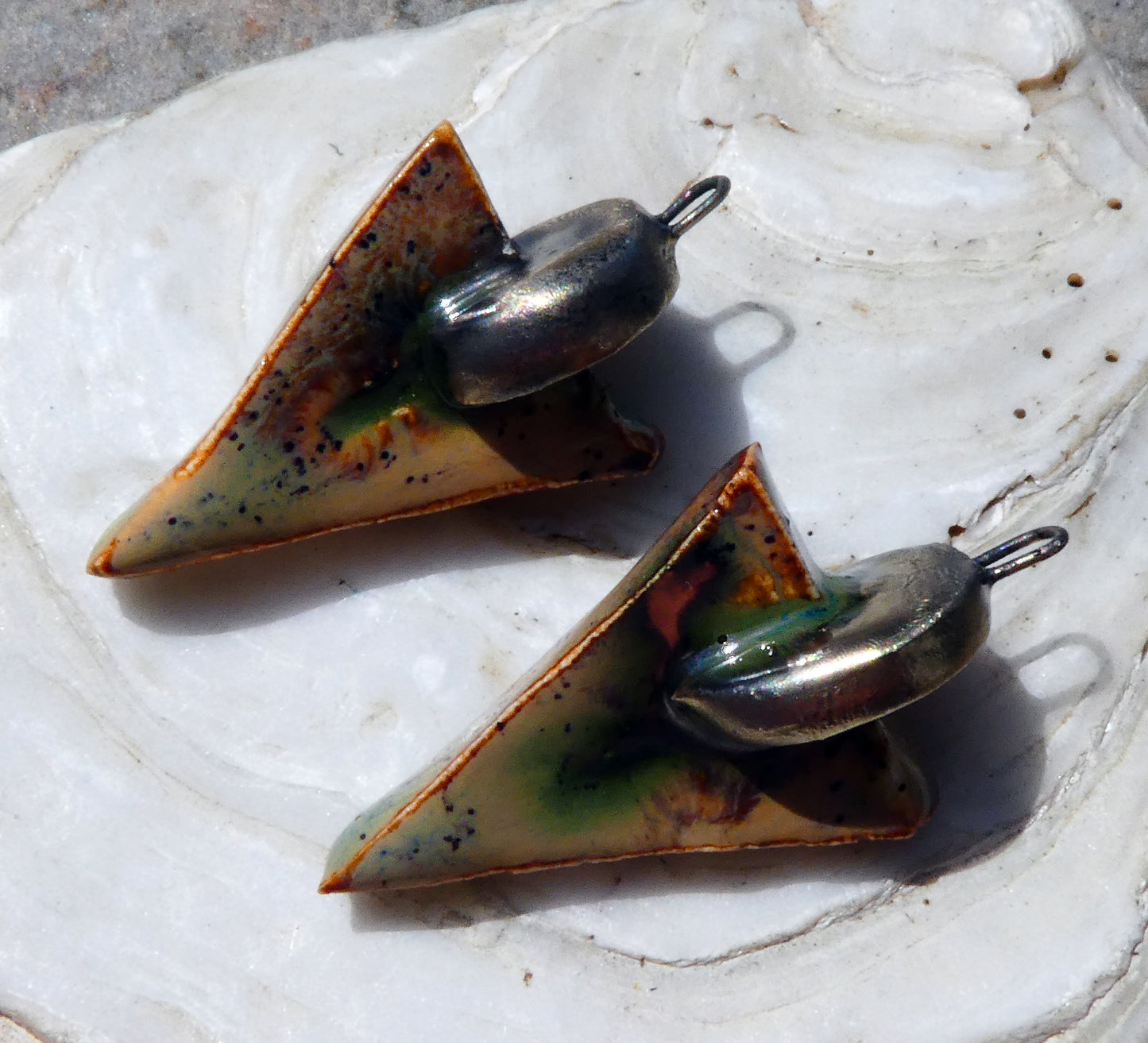 Ceramic Chunky Dagger Charms -Amber Ash