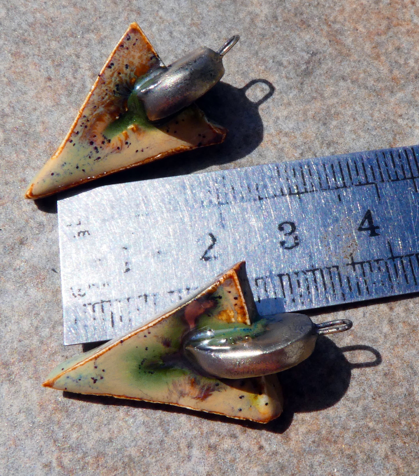 Ceramic Chunky Dagger Charms -Amber Ash