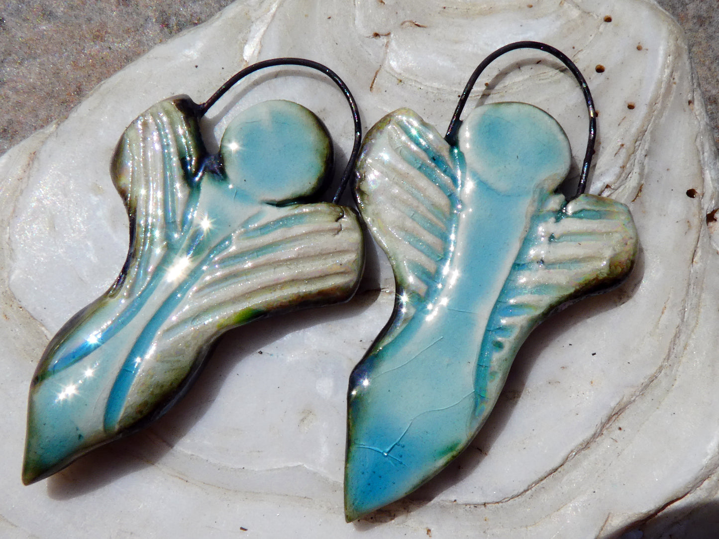 Ceramic Winged Goddess Charms - China Sea