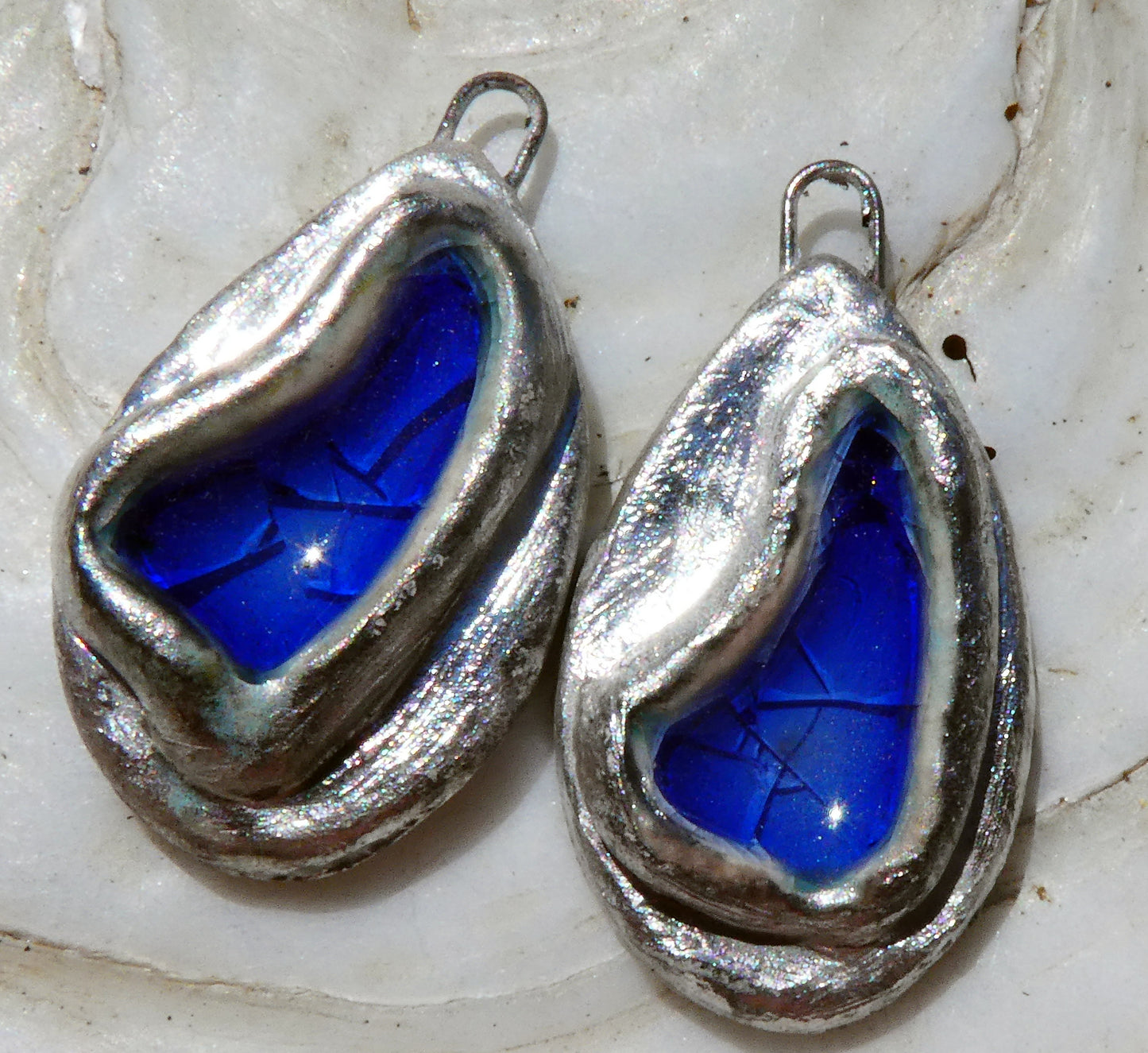Ceramic and Silver Lagoon Enamel Drops -Wild Violet