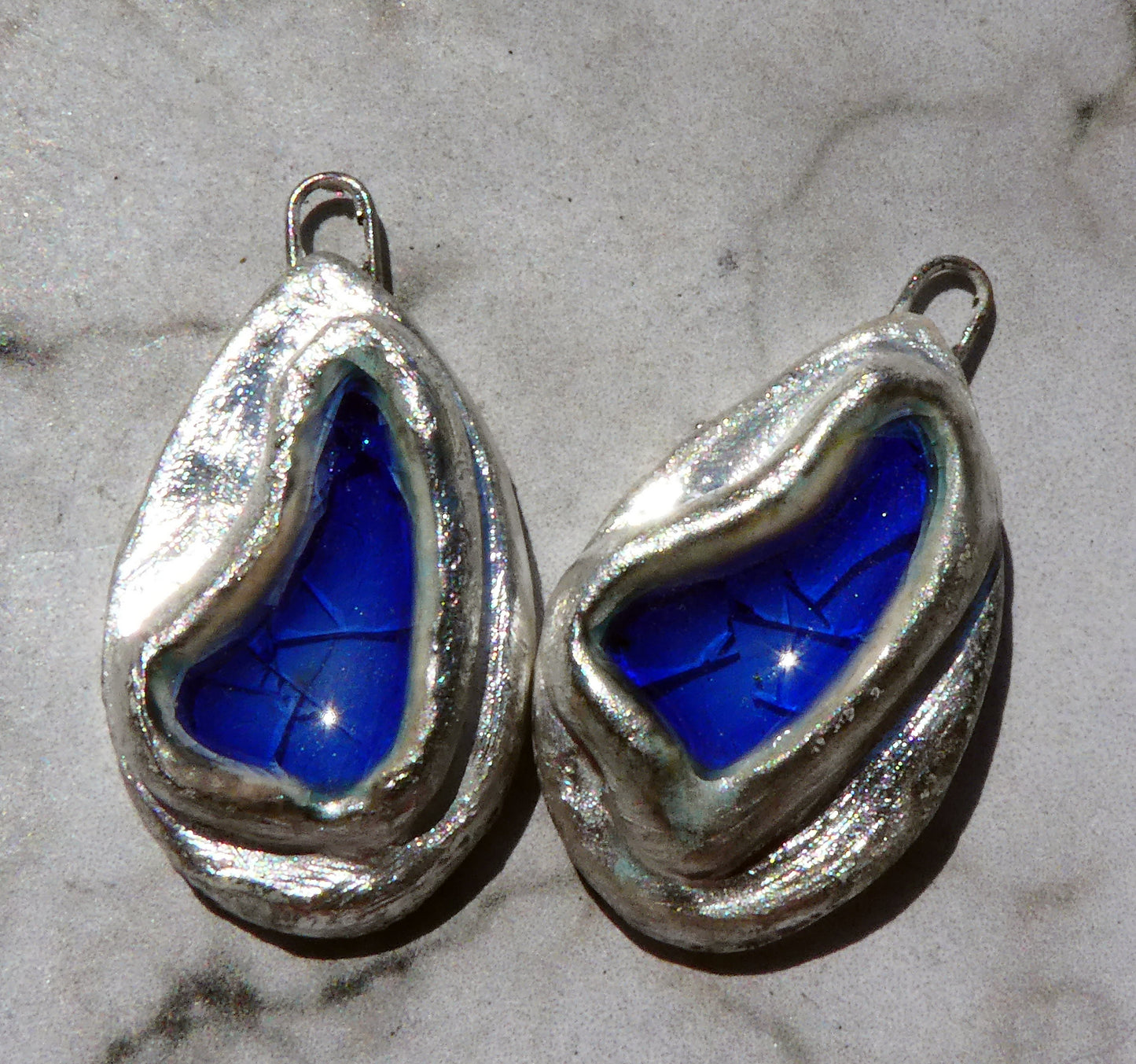 Ceramic and Silver Lagoon Enamel Drops -Wild Violet