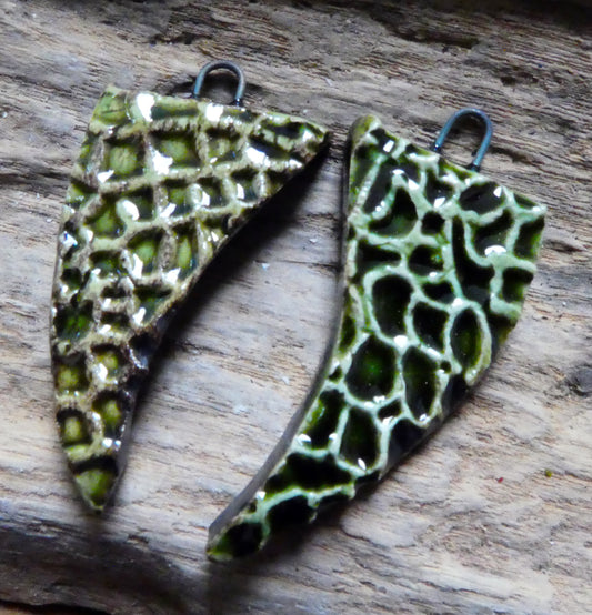 Ceramic Croc Claw Earring Charms- Olive