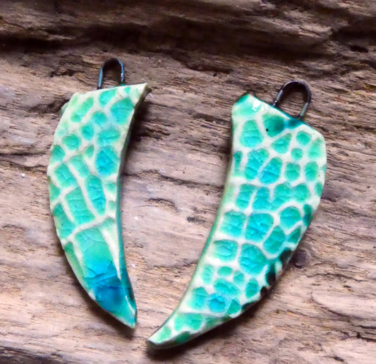 Ceramic Croc Claw Earring Charms- Lime