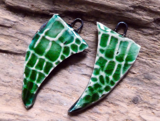 Ceramic Croc Claw Earring Charms- Algae Bloom