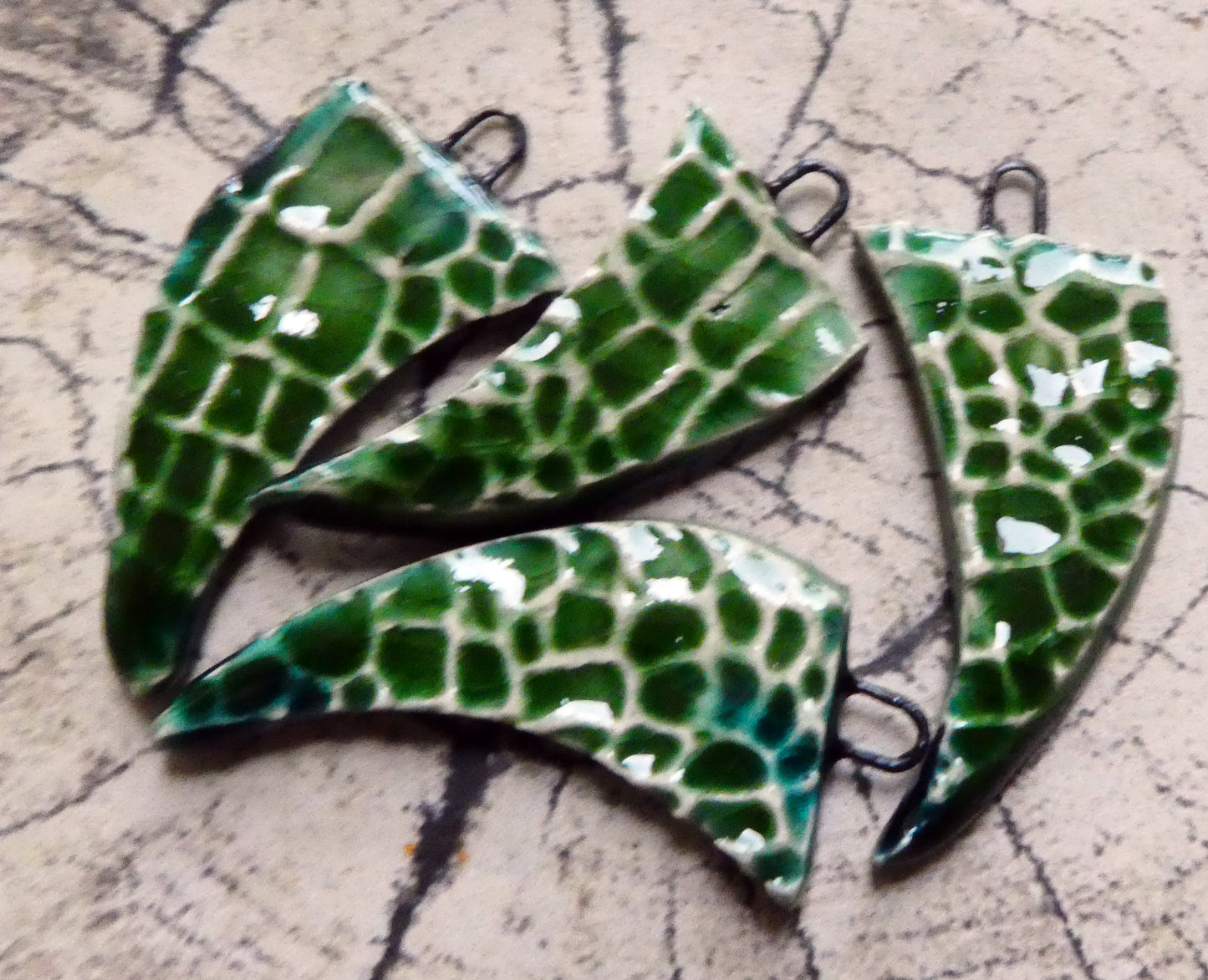 Ceramic Croc Claw Earring Charms- Algae Bloom