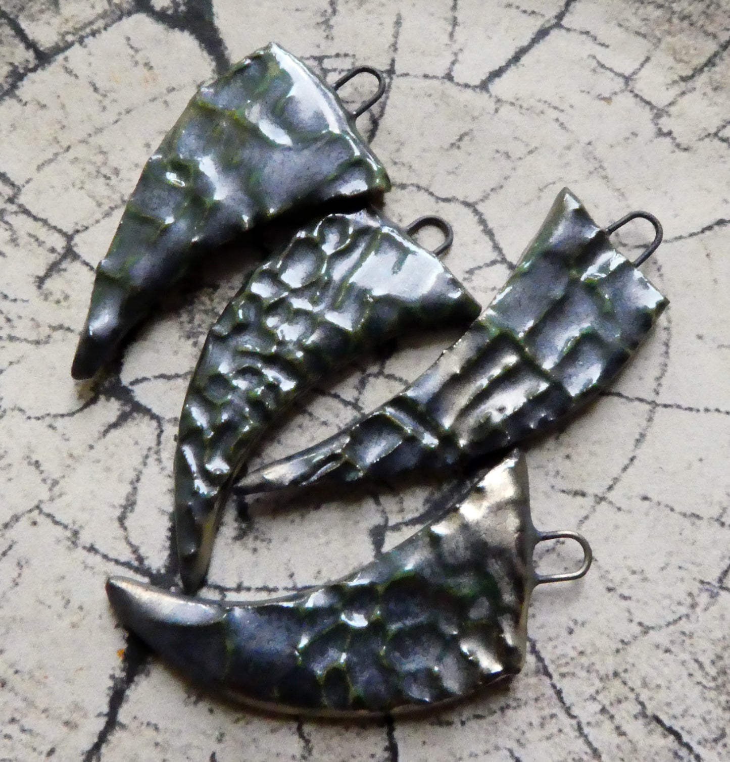 Ceramic Croc Claw Earring Charms- Reptile