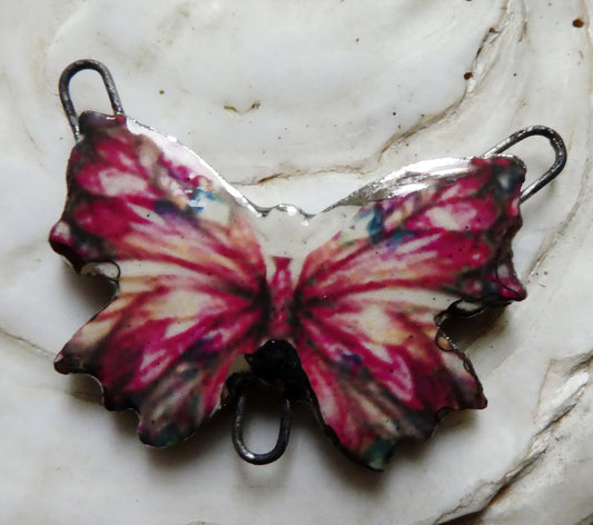 Ceramic Decal Butterfly Necklace Connector - #3