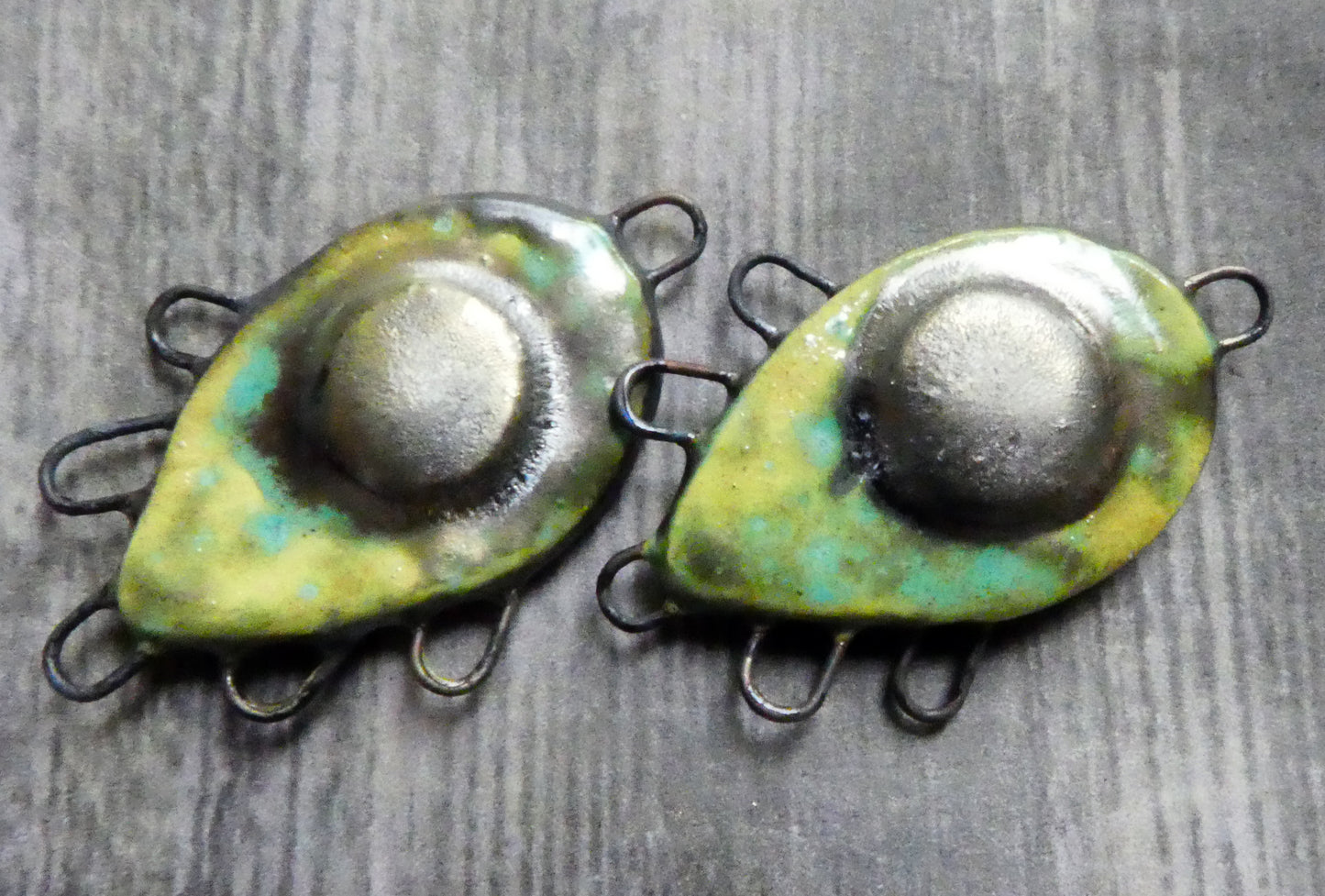 Ceramic Teardrop Three Hoop Earring Connectors -Supernova