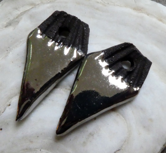 Ceramic Dark Dagger Earring Charms - Platinum