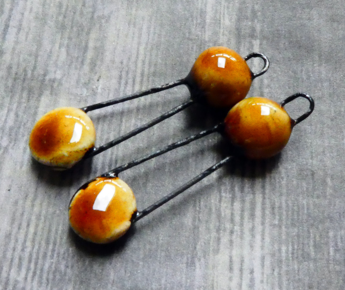 Ceramic Disc Sling Charms - Cognac
