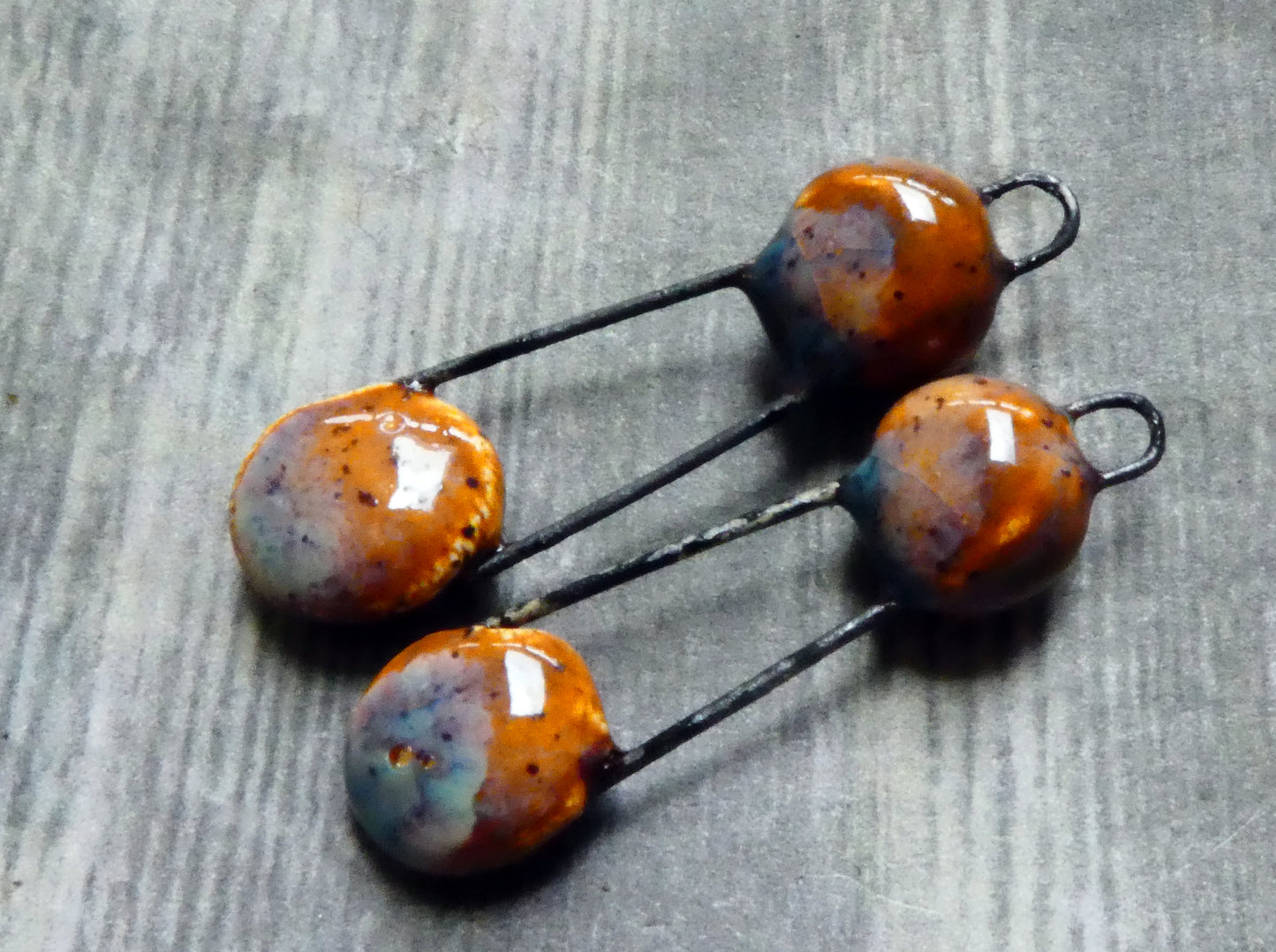 Ceramic Disc Sling Charms - Amber Ash